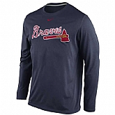 Atlanta Braves Nike Legend Wordmark Long Sleeve Performance WEM T-Shirt - Navy Blue,baseball caps,new era cap wholesale,wholesale hats